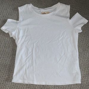 Hollister White Cold Shoulder Crop Top
